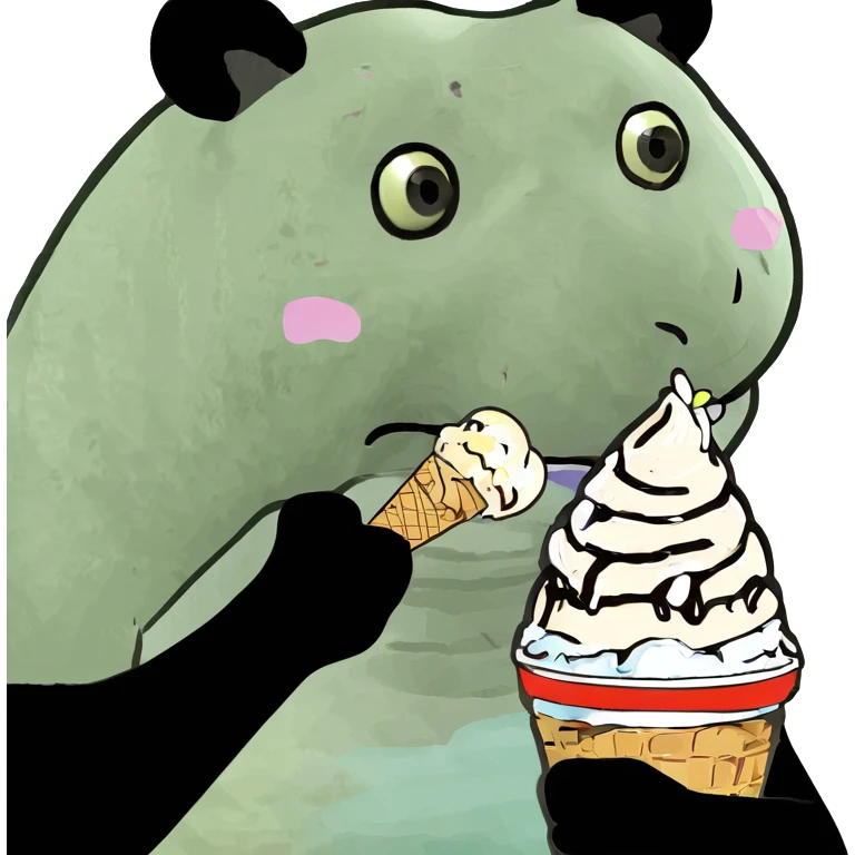 Panda eating ice cream emoji
