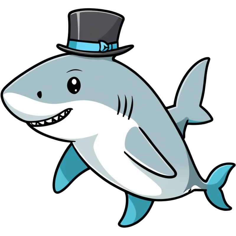 Shark with a top hat emoji