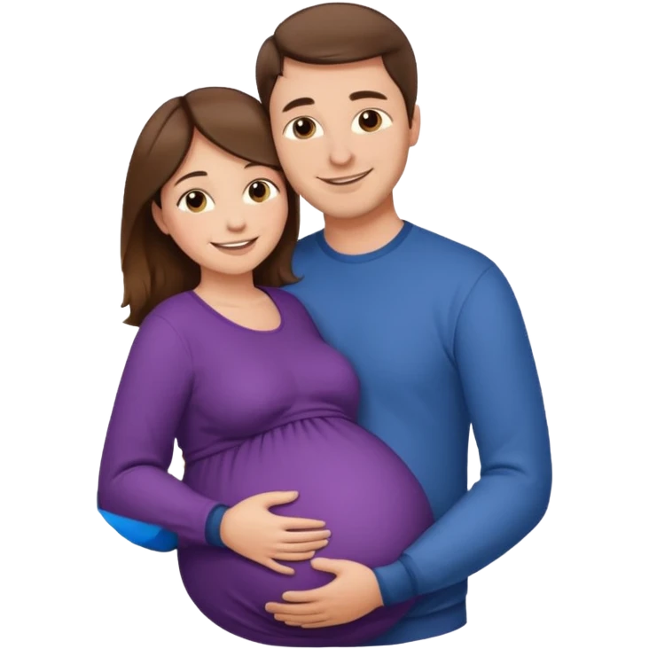 

"Man with short brown hair not reaching the nape and fair skin hugging a pregnant woman with long brown hair and fair skin, smiling."







 emoji