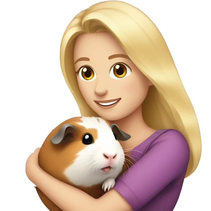 Blonde Woman hugging a guineapig emoji