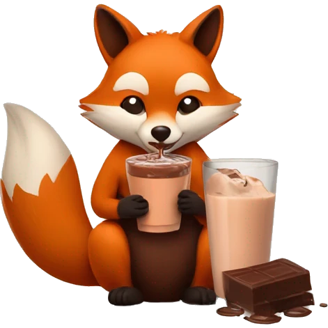 Fox Drinking chocolate milk with a raccoon emoji