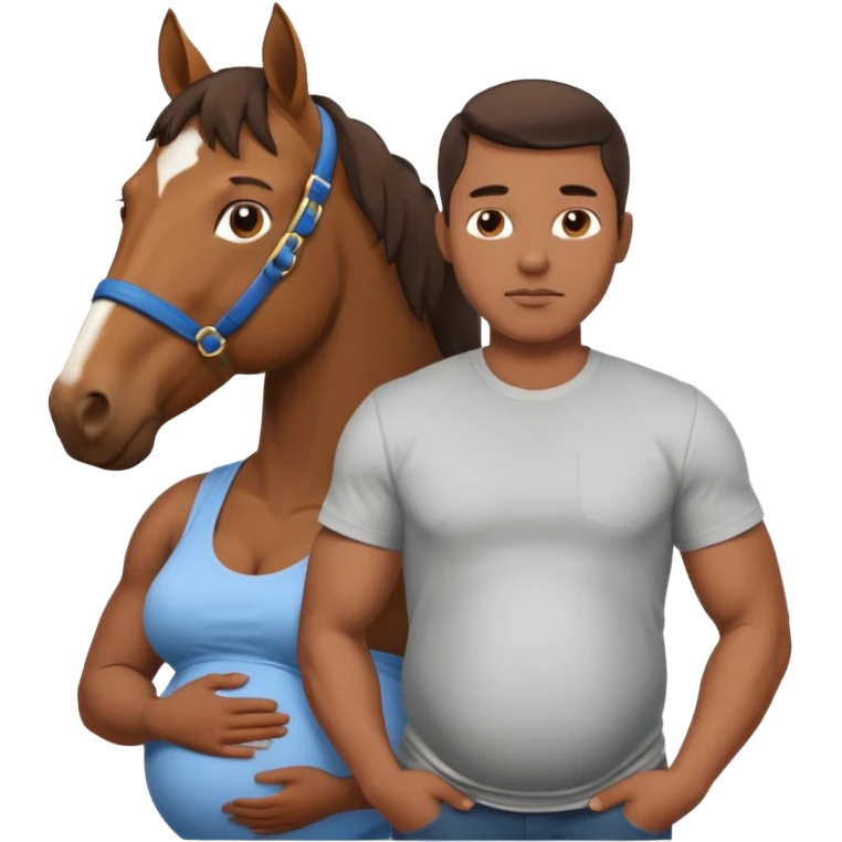 pregnant man with horse emoji