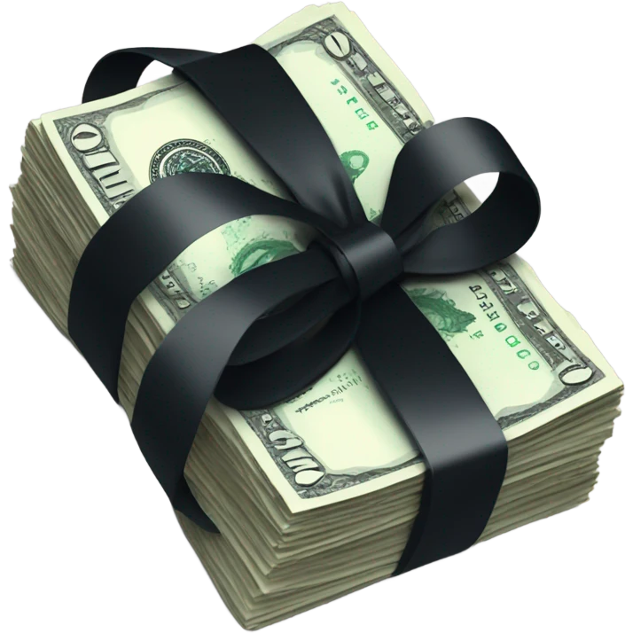 stack of banknotes tied with black ribbon emoji