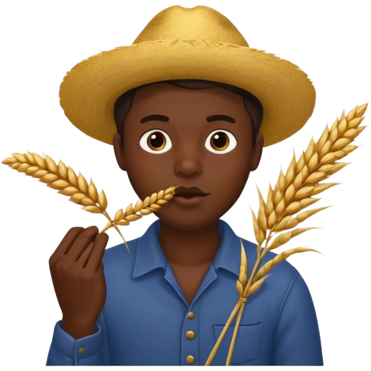 Campechano con una ramita de trigo en la boca emoji
