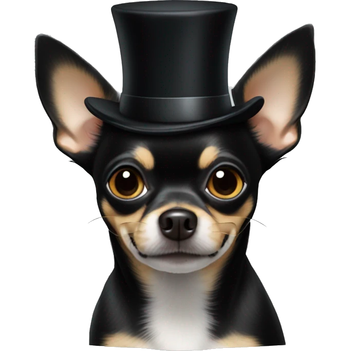 Black chihuahua with top hat emoji