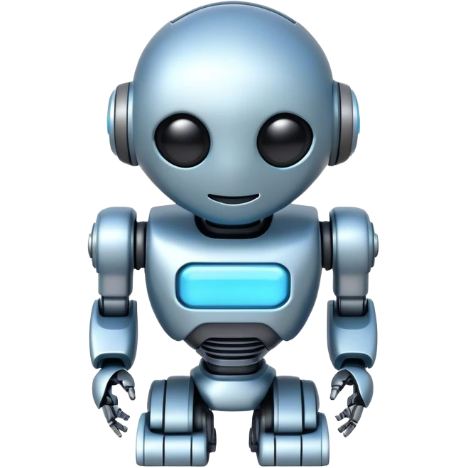 An emoji of a robot, but with a more futuristic design, smooth lines, and a soft blue glow emoji