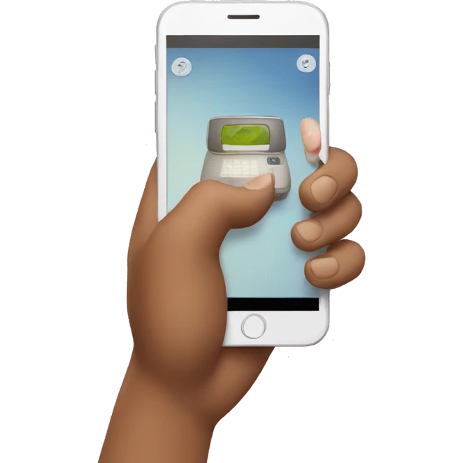 a hand holding a phone taking a picture emoji