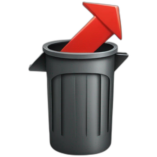 red arrow pointing into a trashcan with an open lid emoji