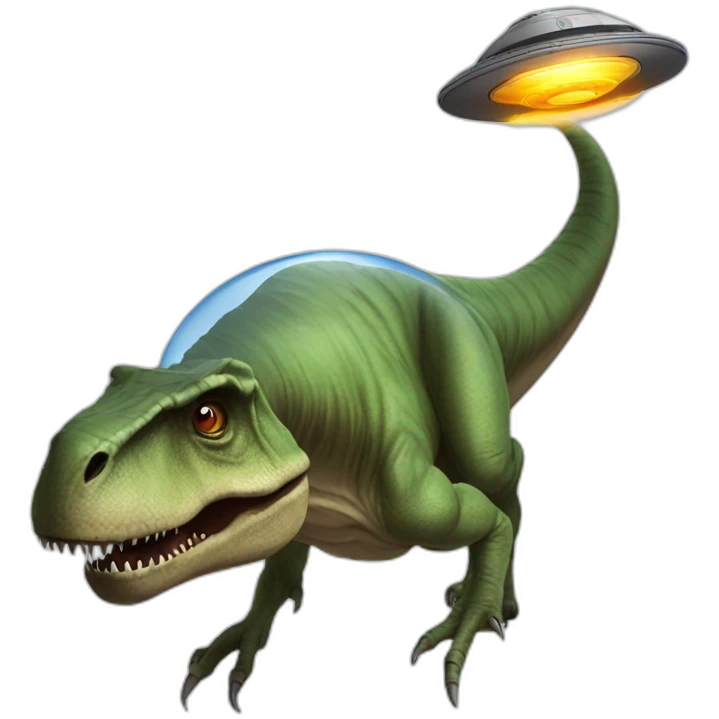 T-Rex flying a ufo emoji