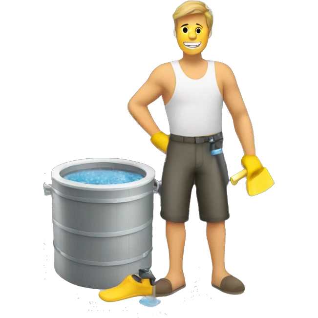 White guy cleaning a hot tub emoji