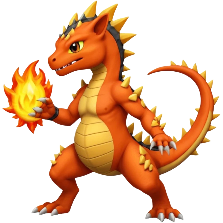 Fiery bony pregnant Charmeleon-Zeraora-Salandit-fusion emoji