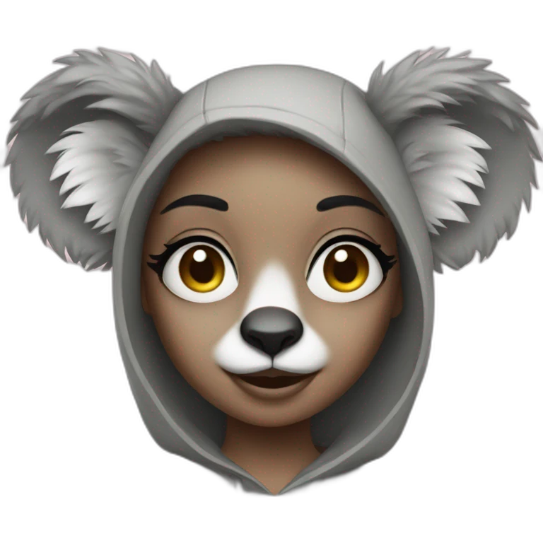 Girl disguised as a koala emoji