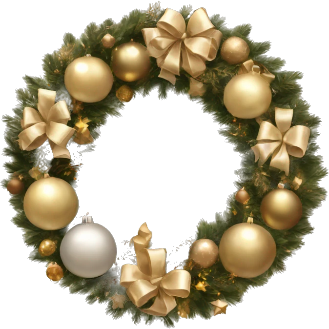 Realistic beige and gold christmasy wreath emoji