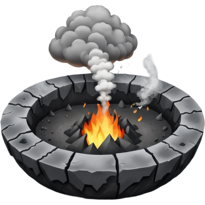 A smoking crater releasing dark ash clouds. emoji