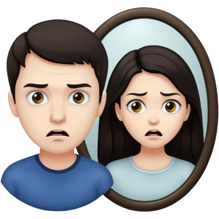 Spooky Man  in mirror behind woman emoji