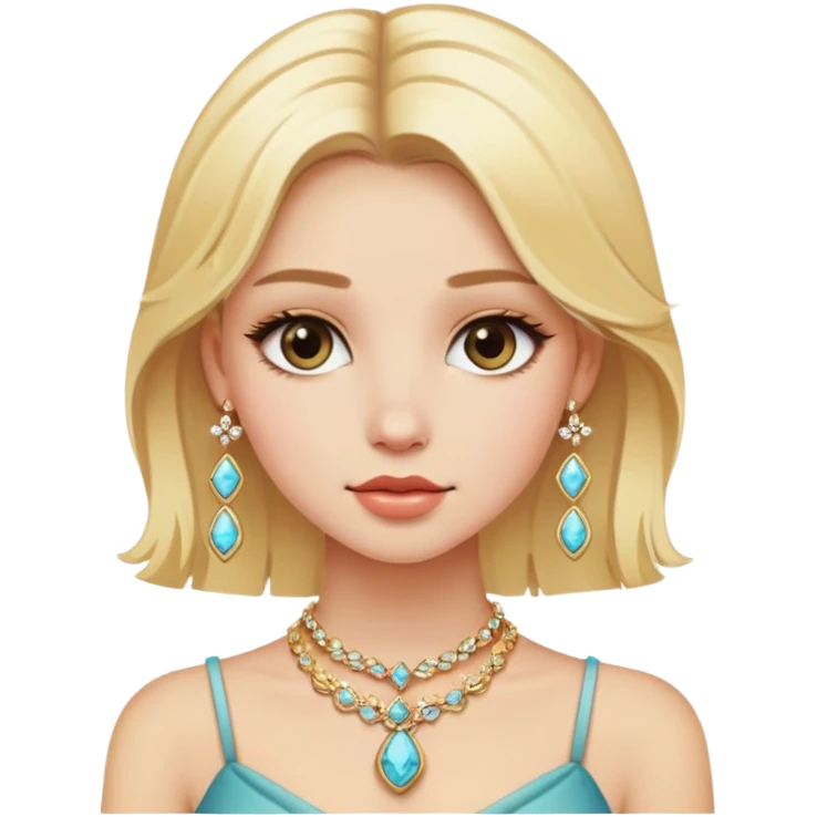 blonde girl portrait with jewelry, Aesthetic  emoji