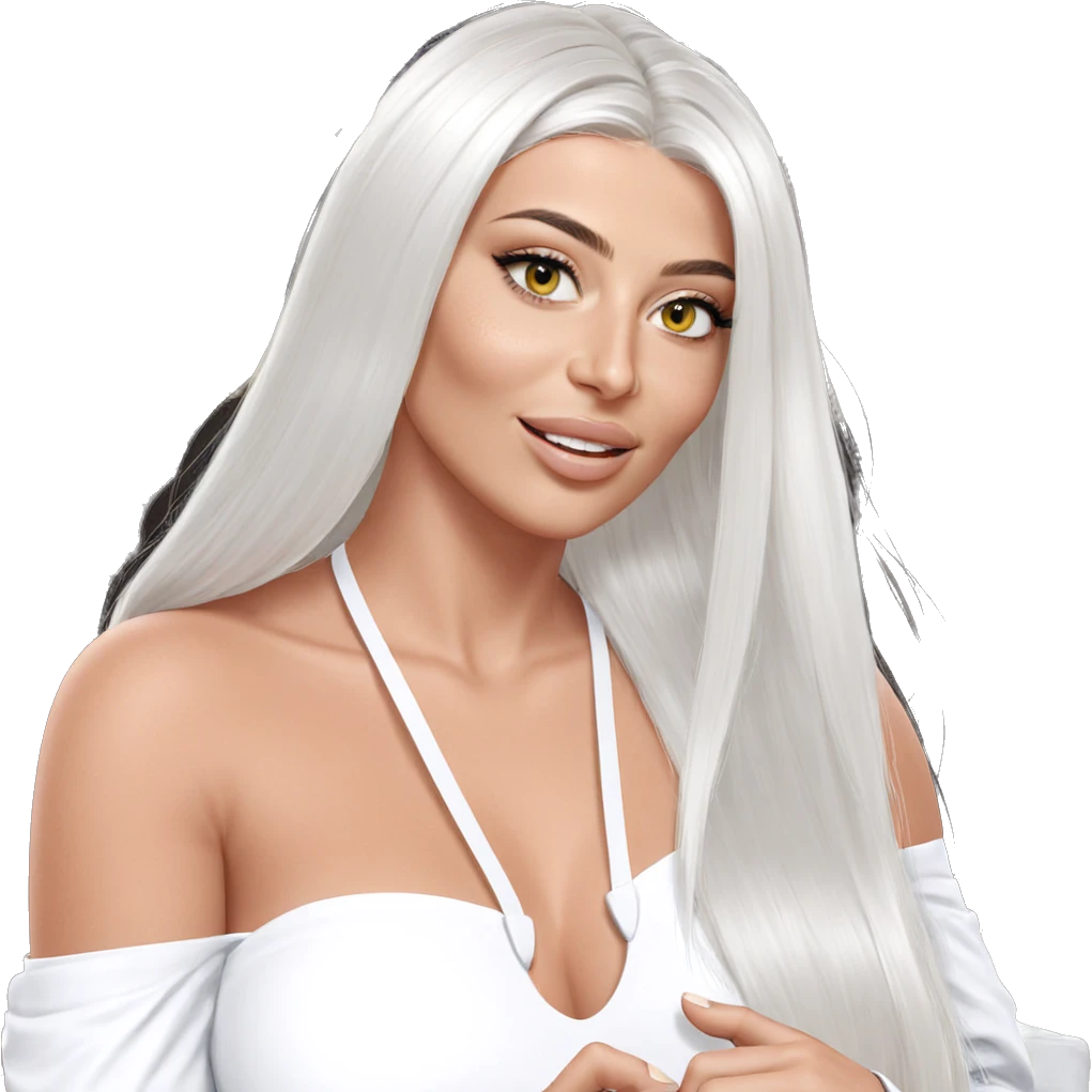 smiling girl with white hair emoji