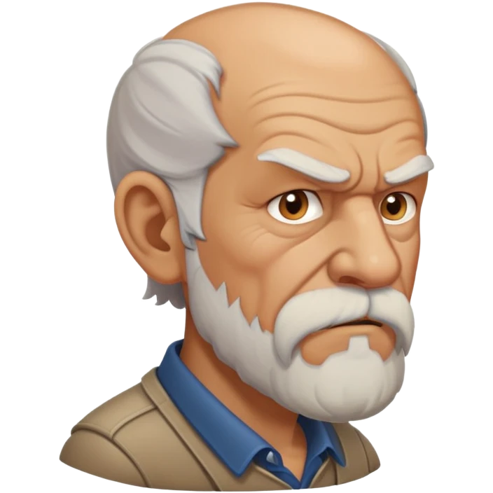old angry man with facial hair in profile view emoji