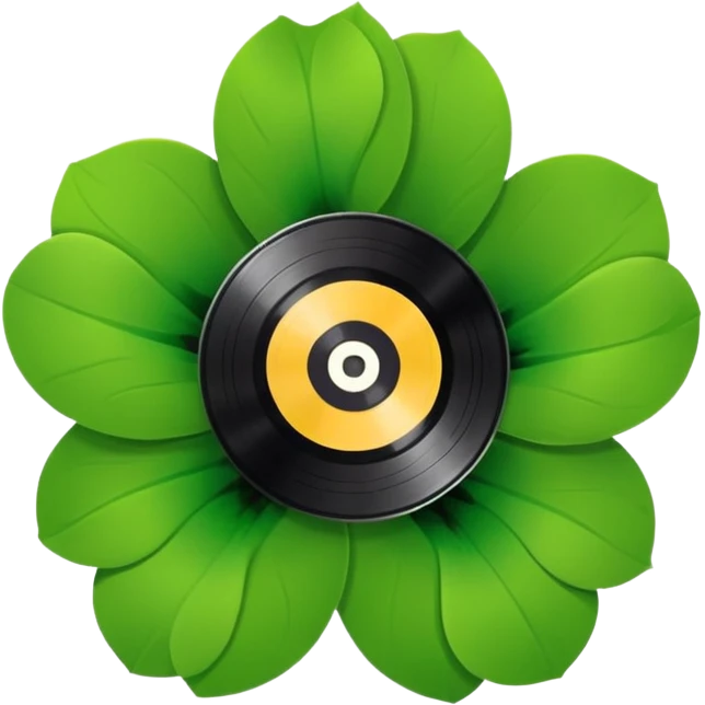 Vinyl record with a flower green point inside emoji