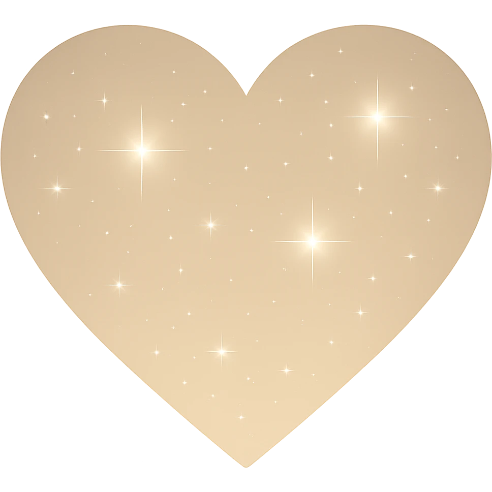 Modify the heart with a night sky gradient to beige night theme with a beige gradient, more stars, and a soft glow. Remove the background entirely  emoji