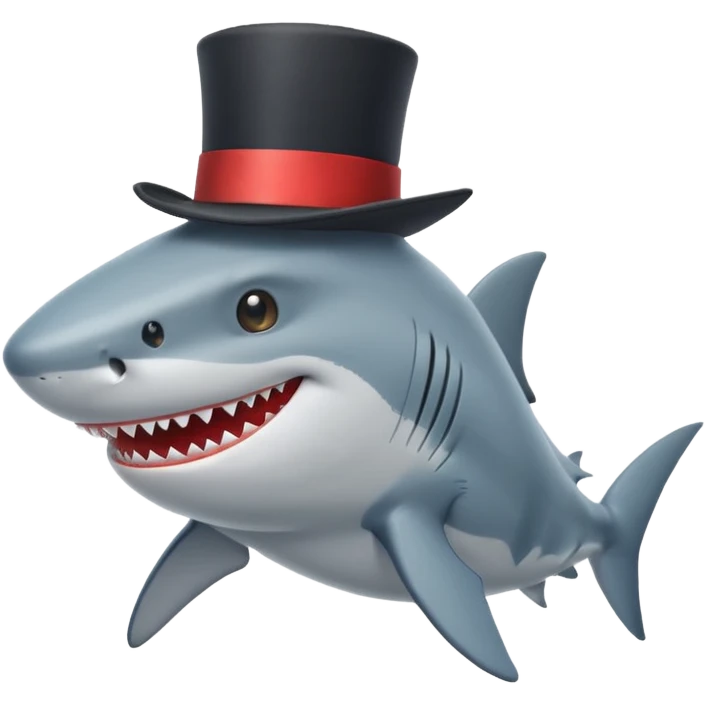 Shark with a top hat emoji