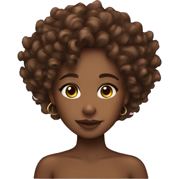 Brown skin girl curly brown hair emoji