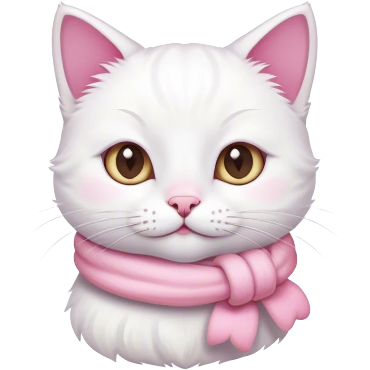 a cute white cat with pink bundle emoji