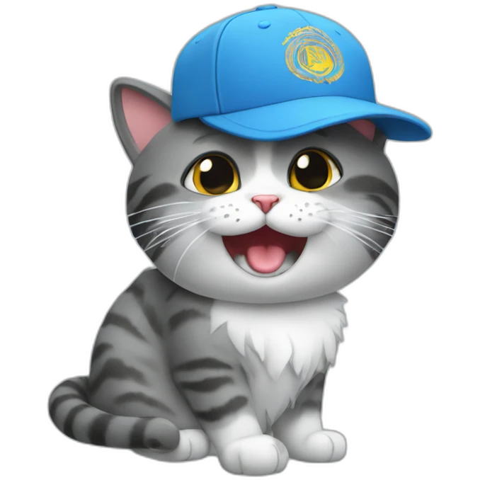 un chat avec une casquette de baseball emoji