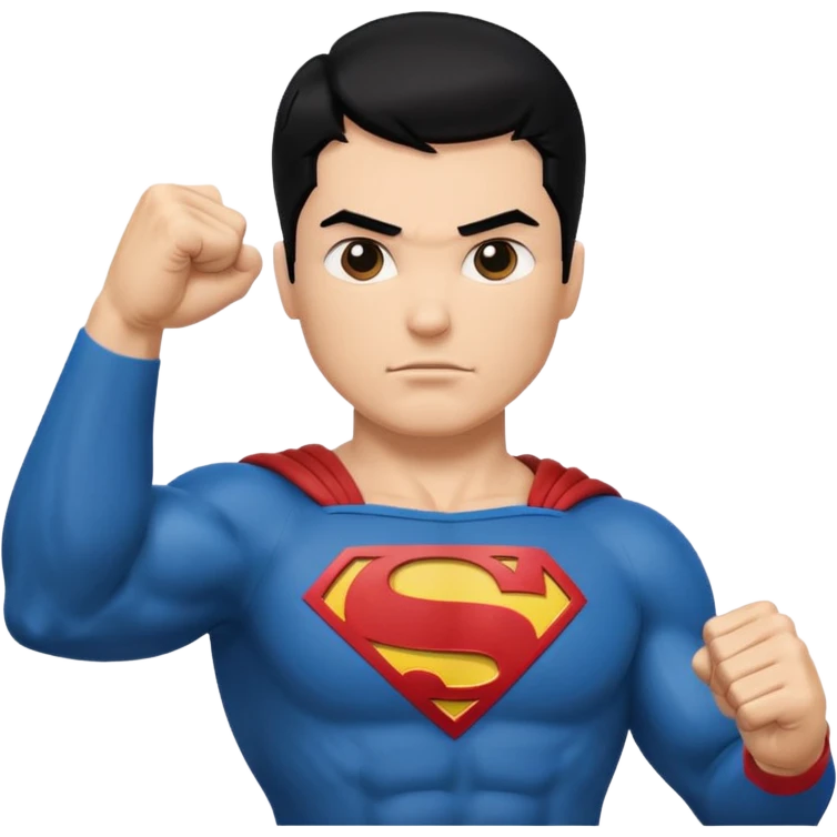 Superman black hair raised fist emoji