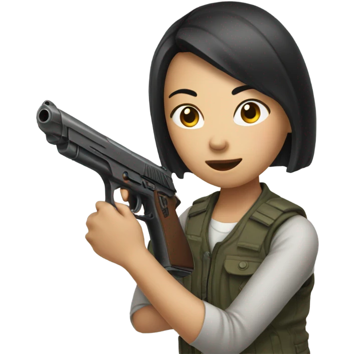 Girl with gun asian emoji