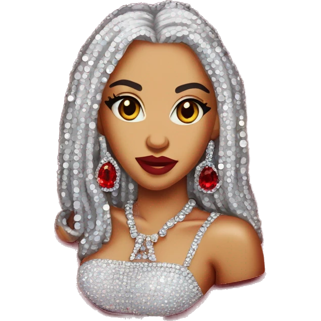 Doja Cat red rhinestone look  emoji
