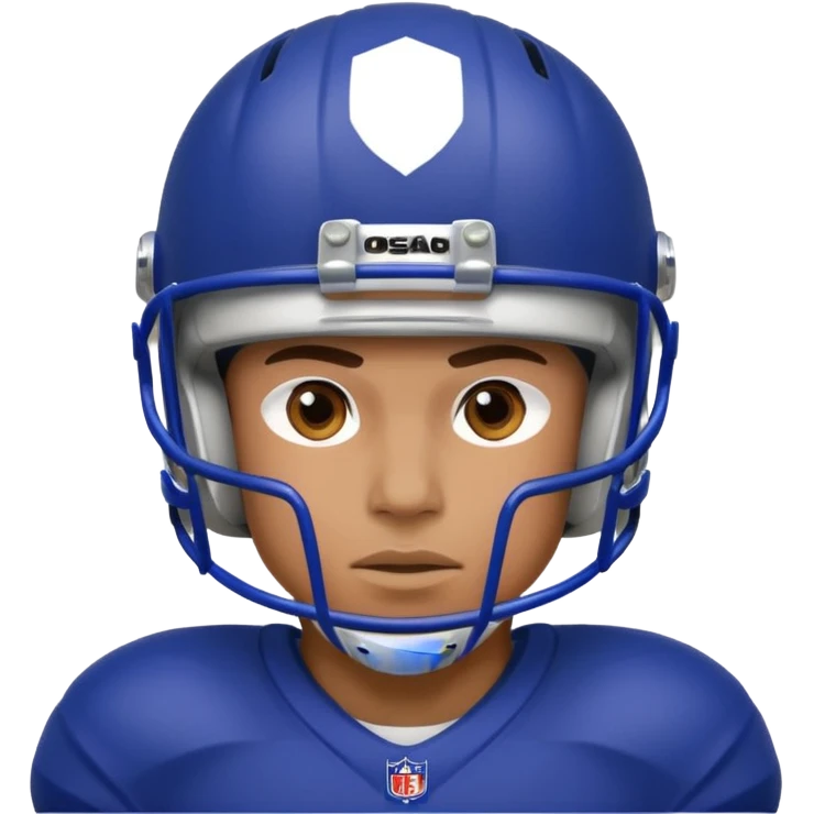 College football player helmet in deep royal blue color add face emoji