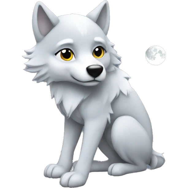 coquette silver wolf and moon emoji