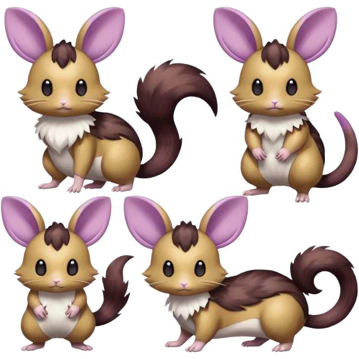 Rattata-Dedenne-Emolga-Minccino-Purrloin-Fakemon-hybrid-creature (full body) emoji