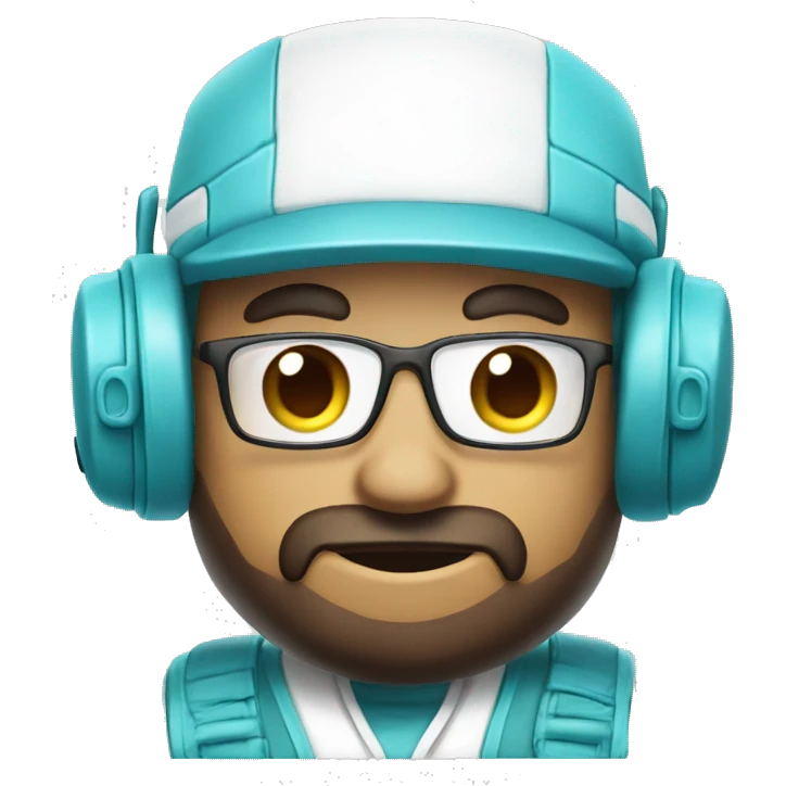 Cyan and white gaming setup  emoji