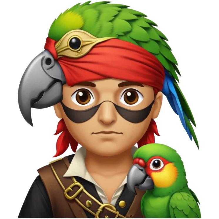 pirate with eye patch and parrot emoji