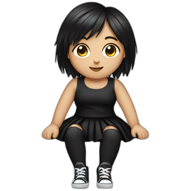 full body curvy emo girl sits black skirt emoji