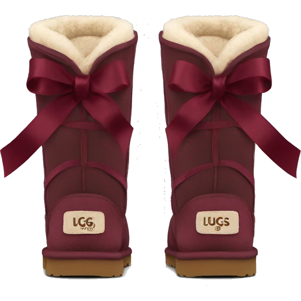medium high uggs with burgundy ribbon emoji