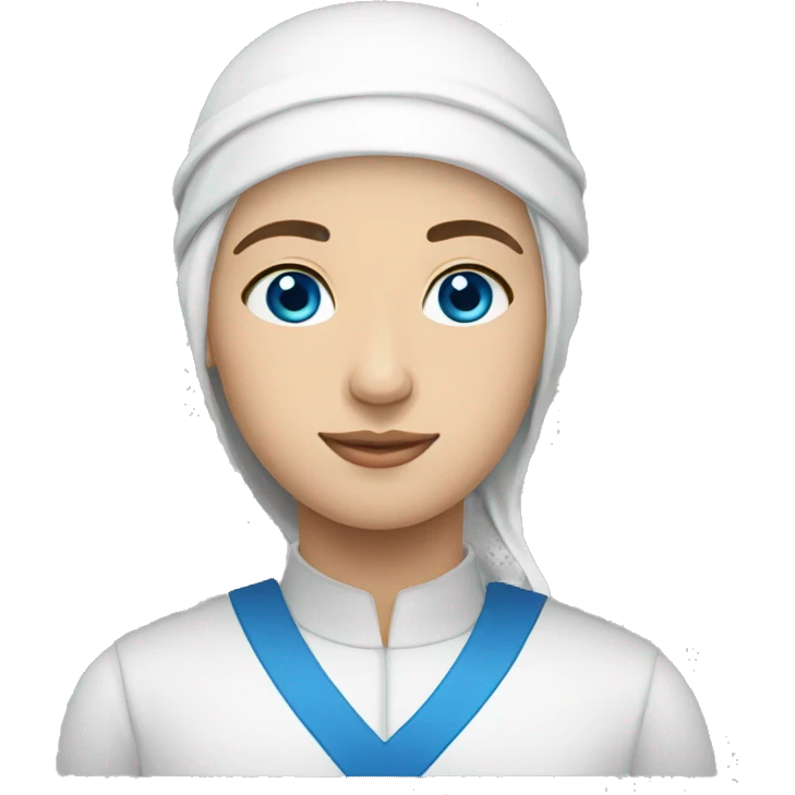 russian muslim with blue eyes and white skin in scullcap emoji