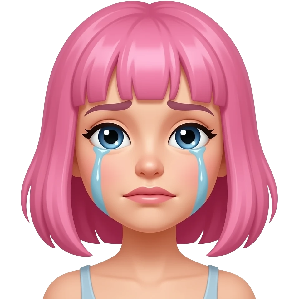 Crying woman with pink hair emoji