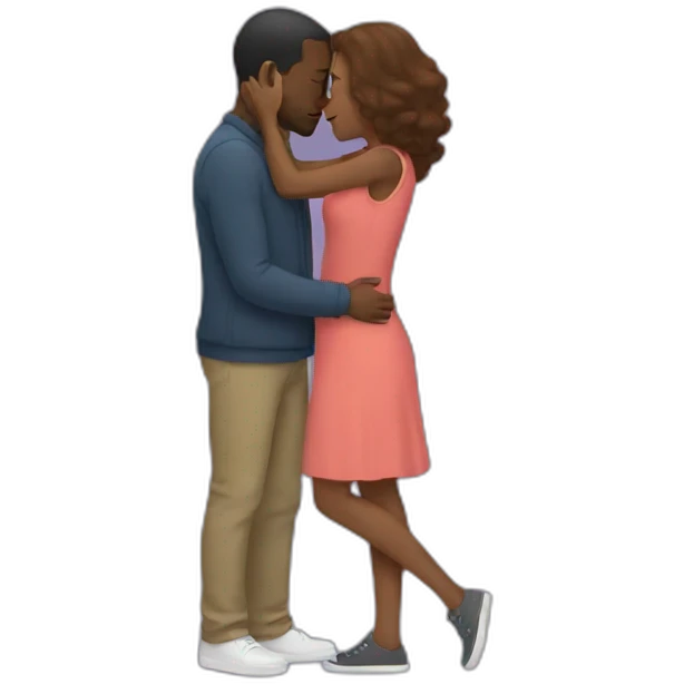 black Man kissing woman  emoji