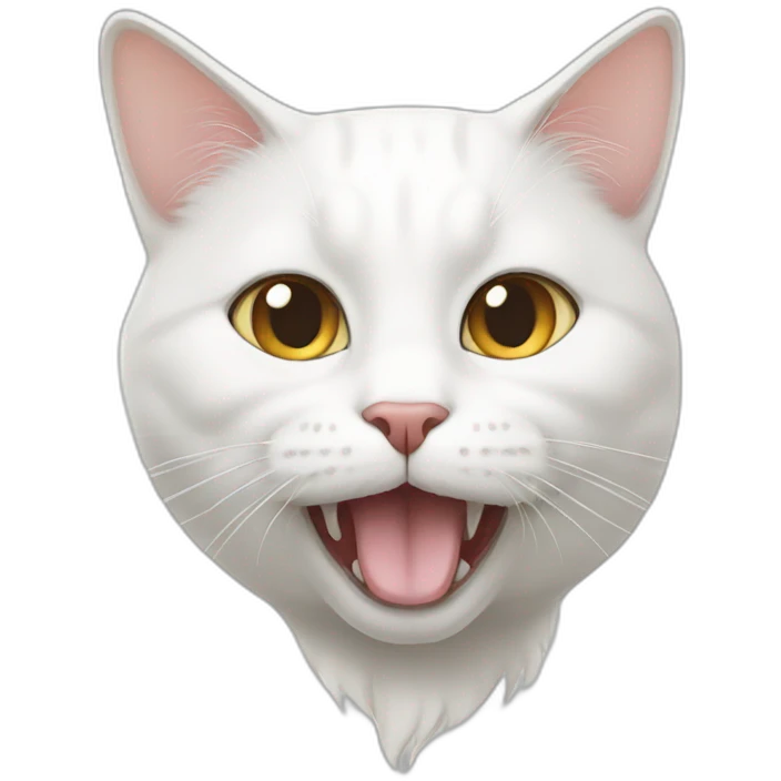 white cat eating emoji