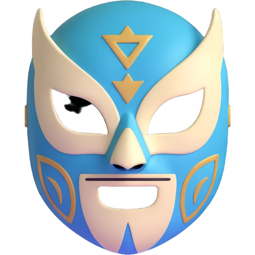 dark green, cream, and Carolina blue luchador mask emoji