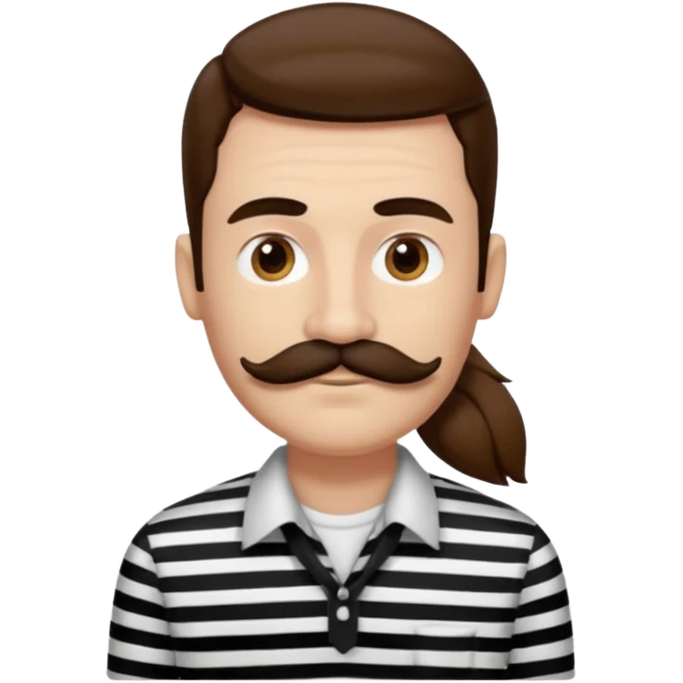 striped shirt with long hair and moustache emoji