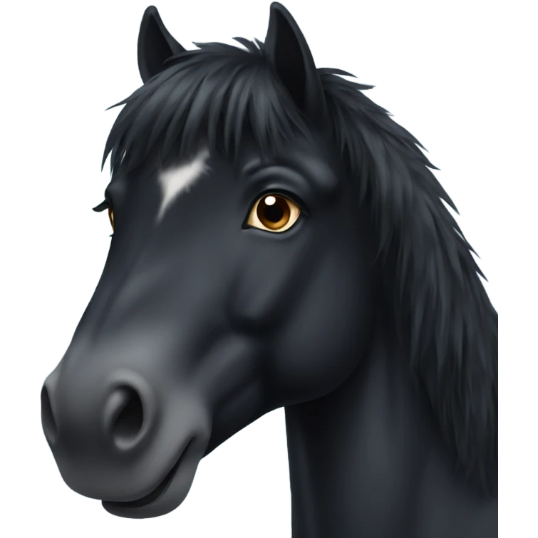 Black horse with fluffy feet emoji