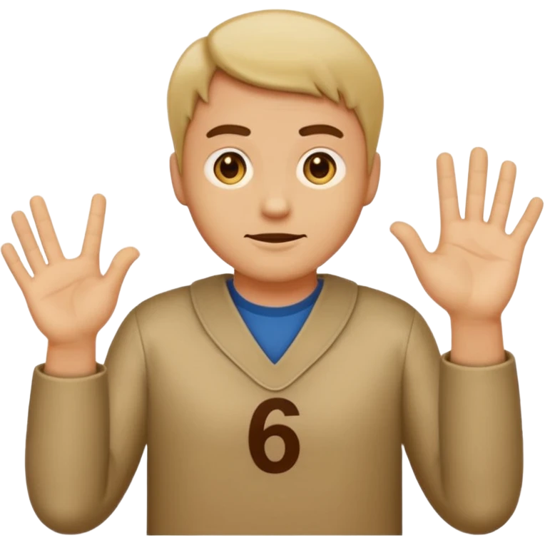 make an emoji of a man shrugging with the number 6 above his right hand and 7 above his left hand emoji