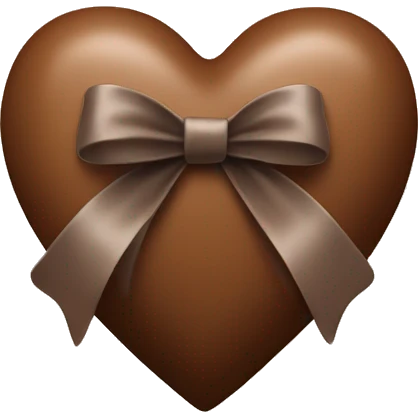 mocha brown heart with a bow around it  emoji