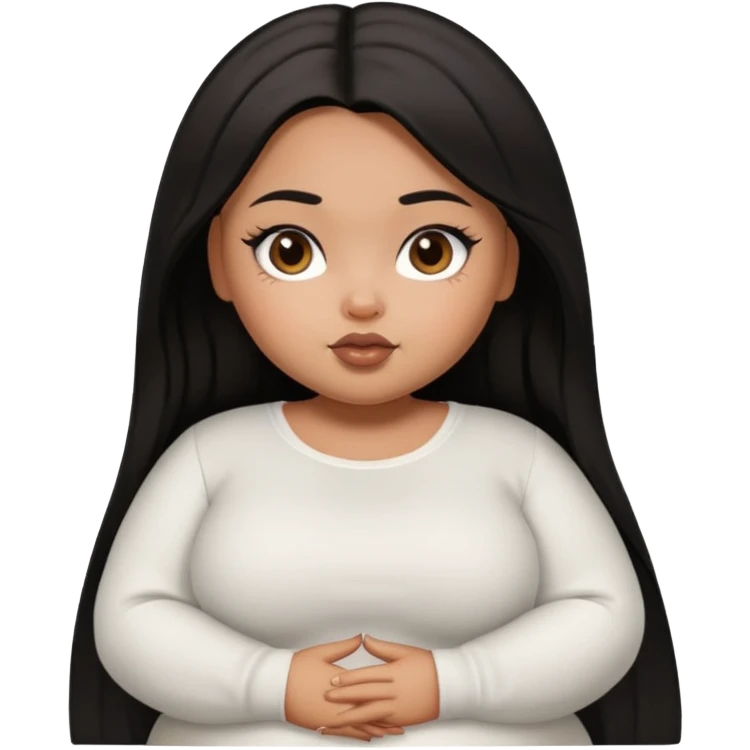 fat brown pretty bratz girl with black straight hair and white full sleeve emoji