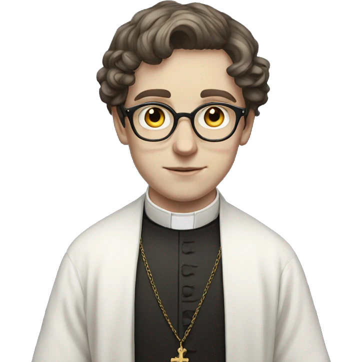 victorian young priest with glasses and white skin emoji