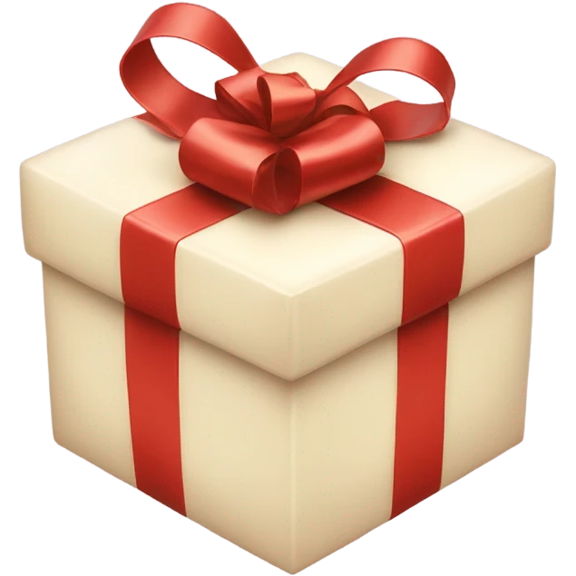Cream Christmas present with a ribbon bow on it  emoji